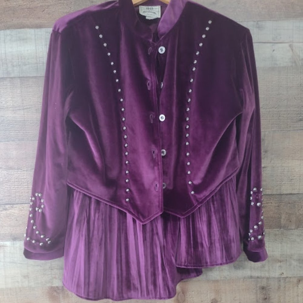 western velvet 2 piece outfit vintage early 90's 1849 brand